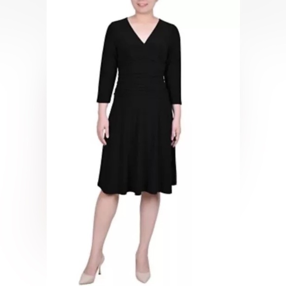 Charter Club Black Stretch Knit Surplice Dress Womens Size Medium (1592) - Picture 1 of 5